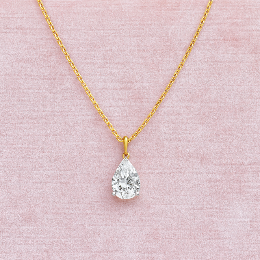 Pear-Cut Teardrop Solitaire Necklace – 925 Sterling Silver