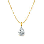 Teardrop Solitaire Necklace 925 Sterling Silver Yellow Plated