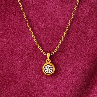 Round Bezel Solitaire Necklace – 925 Sterling Silver
