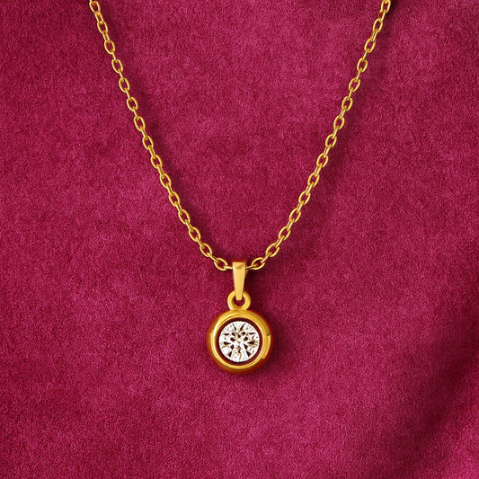 Round Bezel Solitaire Necklace – 925 Sterling Silver