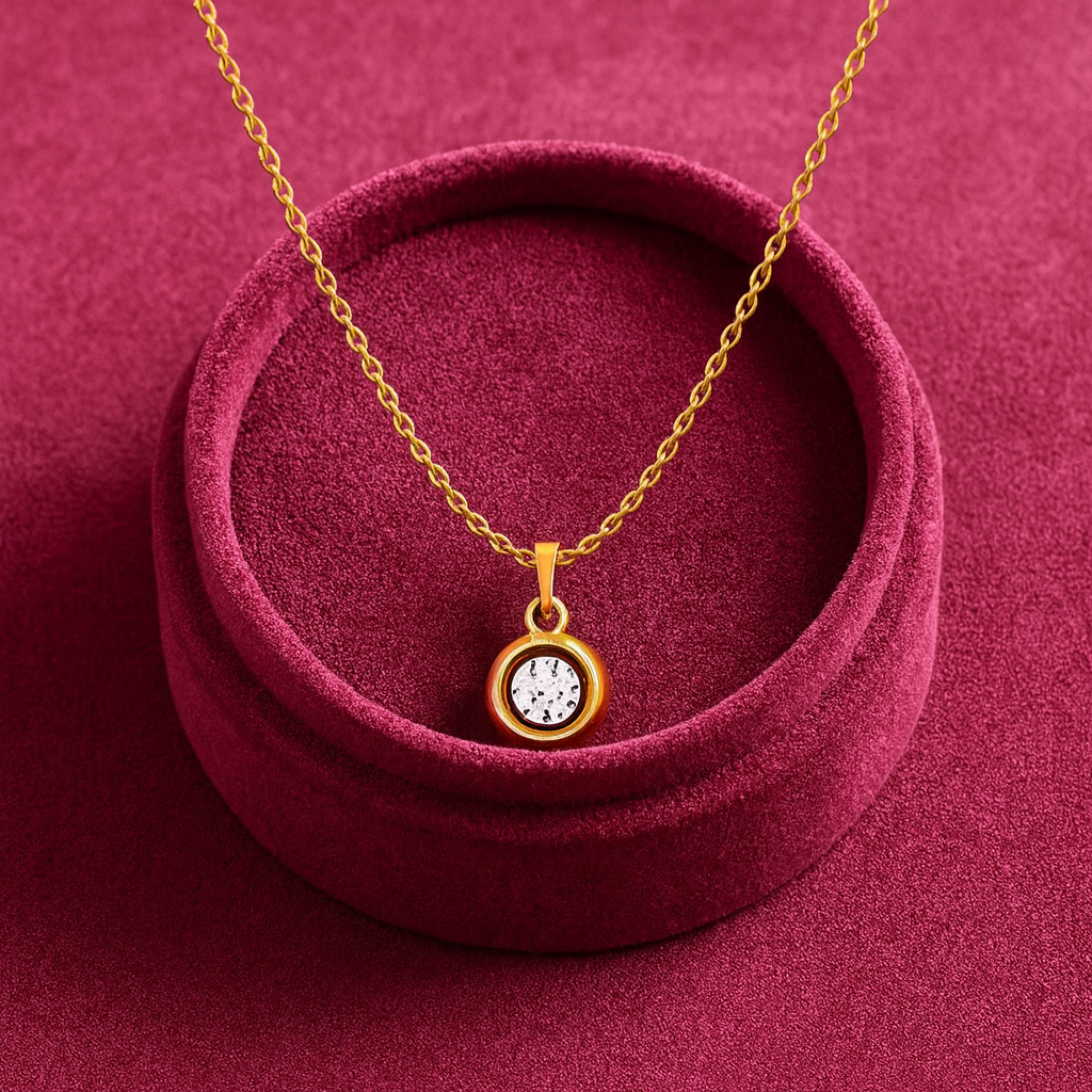 Round Bezel Solitaire Necklace – 925 Sterling Silver