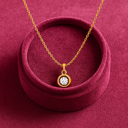 Round Bezel Solitaire Necklace – 925 Sterling Silver
