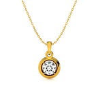 Round Bezel Solitaire Necklace 925 Sterling Silver Yellow Plated