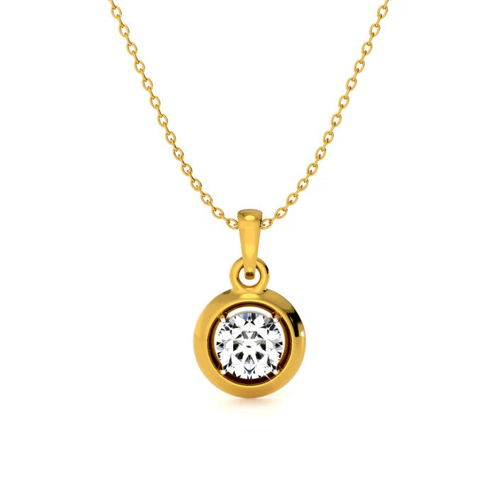 Round Bezel Solitaire Necklace – 925 Sterling Silver