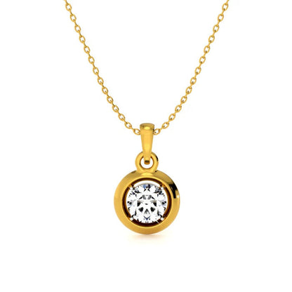 Round Bezel Solitaire Necklace – 925 Sterling Silver
