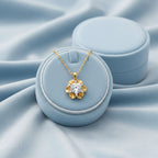 Floral Solitaire Necklace 925 Sterling Silver Yellow Plated