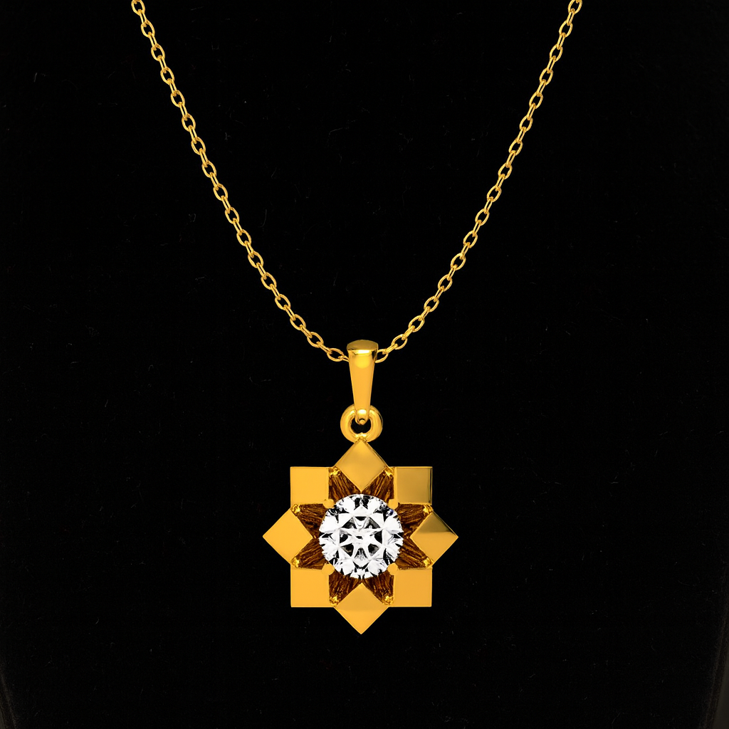 Starburst Frame Solitaire Necklace – 925 Sterling Silver