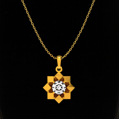 Starburst Frame Solitaire Necklace – 925 Sterling Silver