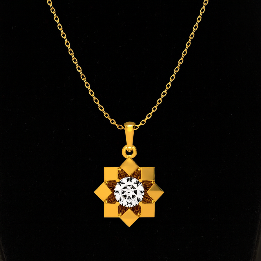 Starburst Frame Solitaire Necklace – 925 Sterling Silver