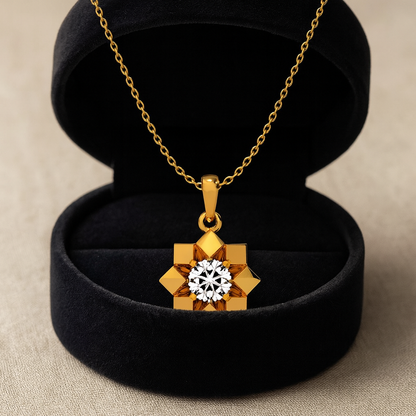 Starburst Frame Solitaire Necklace – 925 Sterling Silver