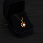 Starburst Solitaire Necklace 925 Sterling Silver Yellow Plated