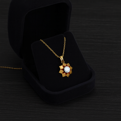 Starburst Frame Solitaire Necklace – 925 Sterling Silver