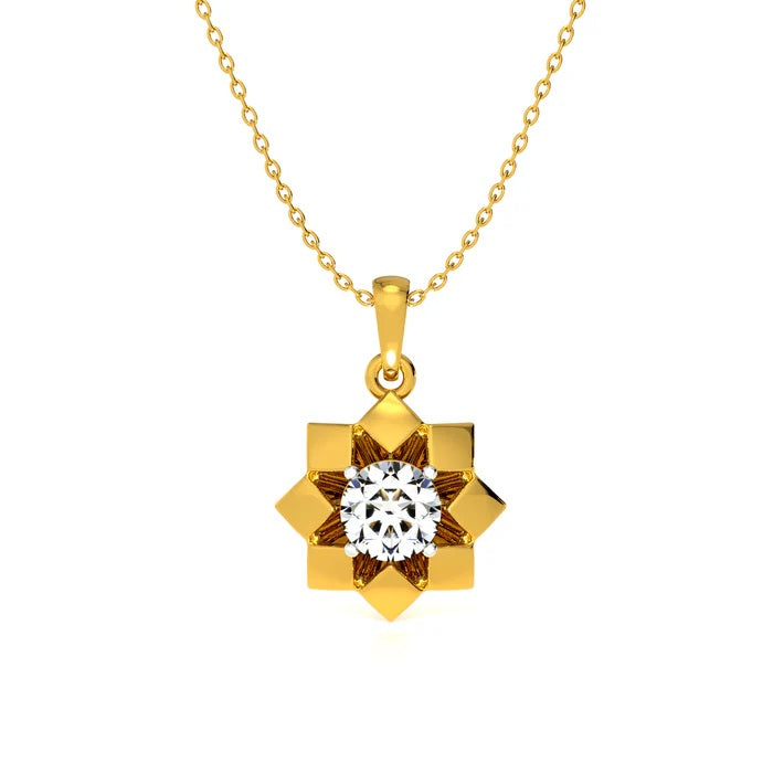 Starburst Frame Solitaire Necklace – 925 Sterling Silver