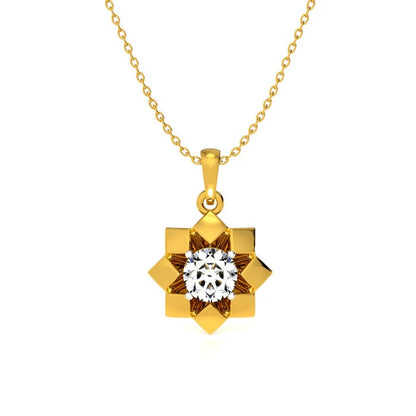 Starburst Frame Solitaire Necklace – 925 Sterling Silver