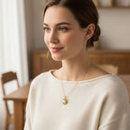 Twisted Floral Solitaire Necklace 925 Sterling Silver Yellow Plated