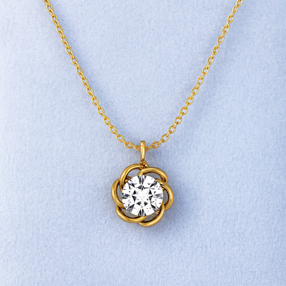 Twisted Petal Solitaire Necklace – 925 Sterling Silver