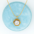 Twisted Floral Solitaire Necklace 925 Sterling Silver Yellow Plated