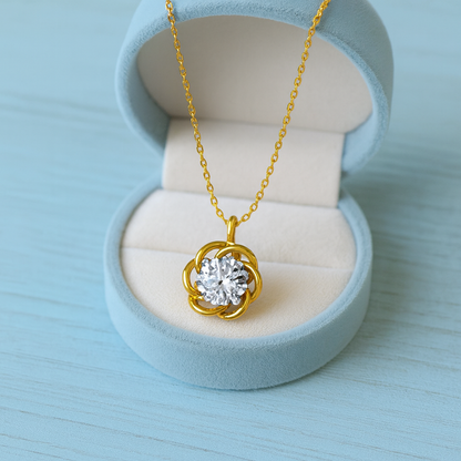 Twisted Petal Solitaire Necklace – 925 Sterling Silver