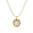 Twisted Floral Solitaire Necklace 925 Sterling Silver Yellow Plated