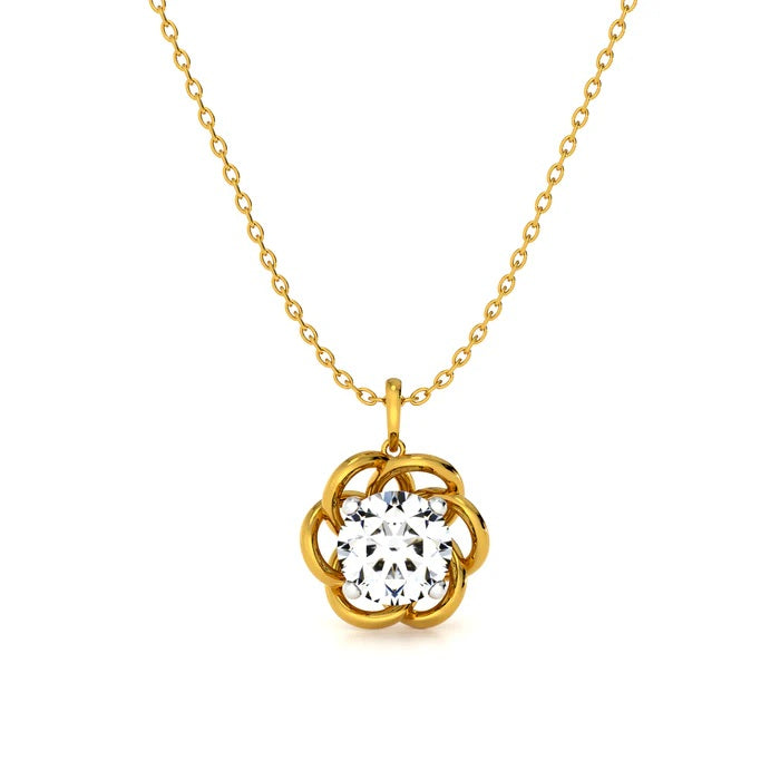Twisted Petal Solitaire Necklace – 925 Sterling Silver