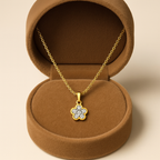 Petite Floral Cluster Necklace 925 Sterling Silver Yellow Plated