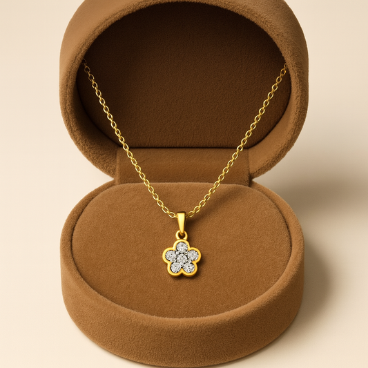 Petite Floral Cluster Pendant Necklace – 925 Sterling Silver