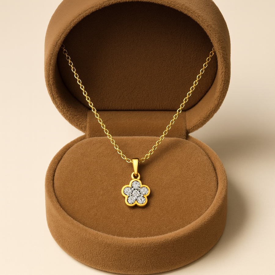 Petite Floral Cluster Pendant Necklace – 925 Sterling Silver