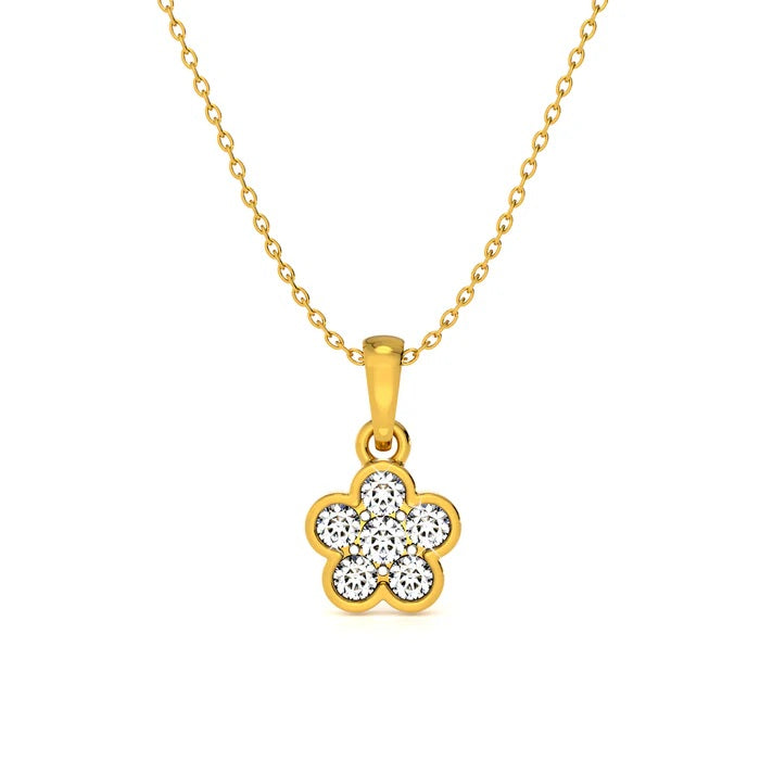 Petite Floral Cluster Necklace 925 Sterling Silver Yellow Plated