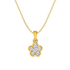 Petite Floral Cluster Necklace 925 Sterling Silver Yellow Plated