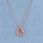 Open Heart Necklace 925 Sterling Silver Rose Plated