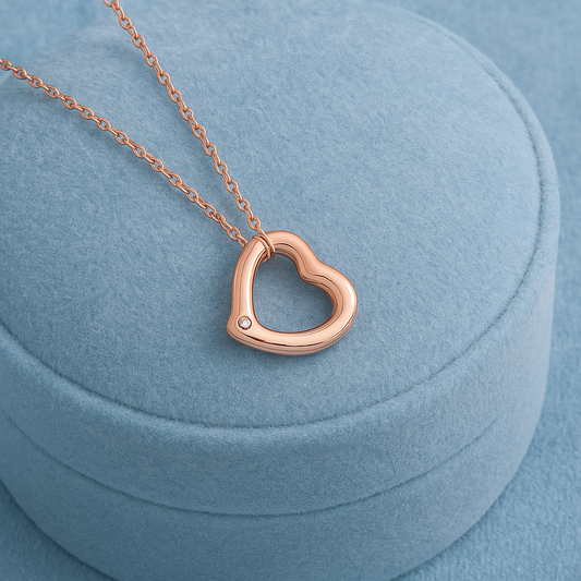 Open Heart CZ Accent Necklace – 925 Sterling Silver