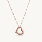 Open Heart Necklace 925 Sterling Silver Rose Plated