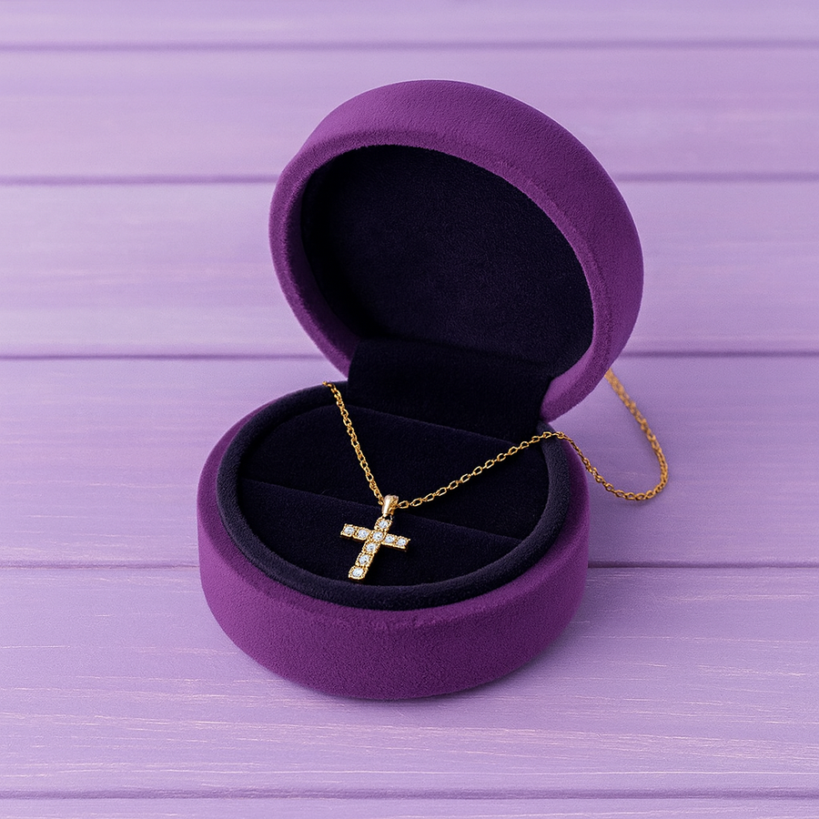 CZ Cross Pendant Necklace – 925 Sterling Silver