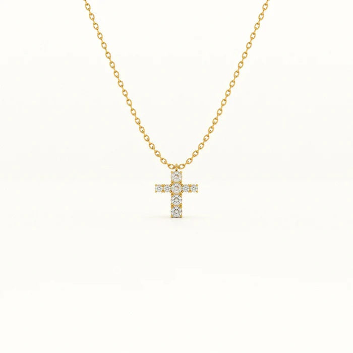 Classic Cross Necklace 925 Sterling Silver Yellow Plated