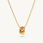 Triple Interlocking Ring Necklace 925 Sterling Silver Yellow Plated