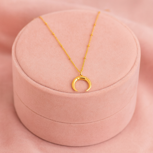 Crescent Moon Horn Pendant Necklace – 925 Sterling Silver