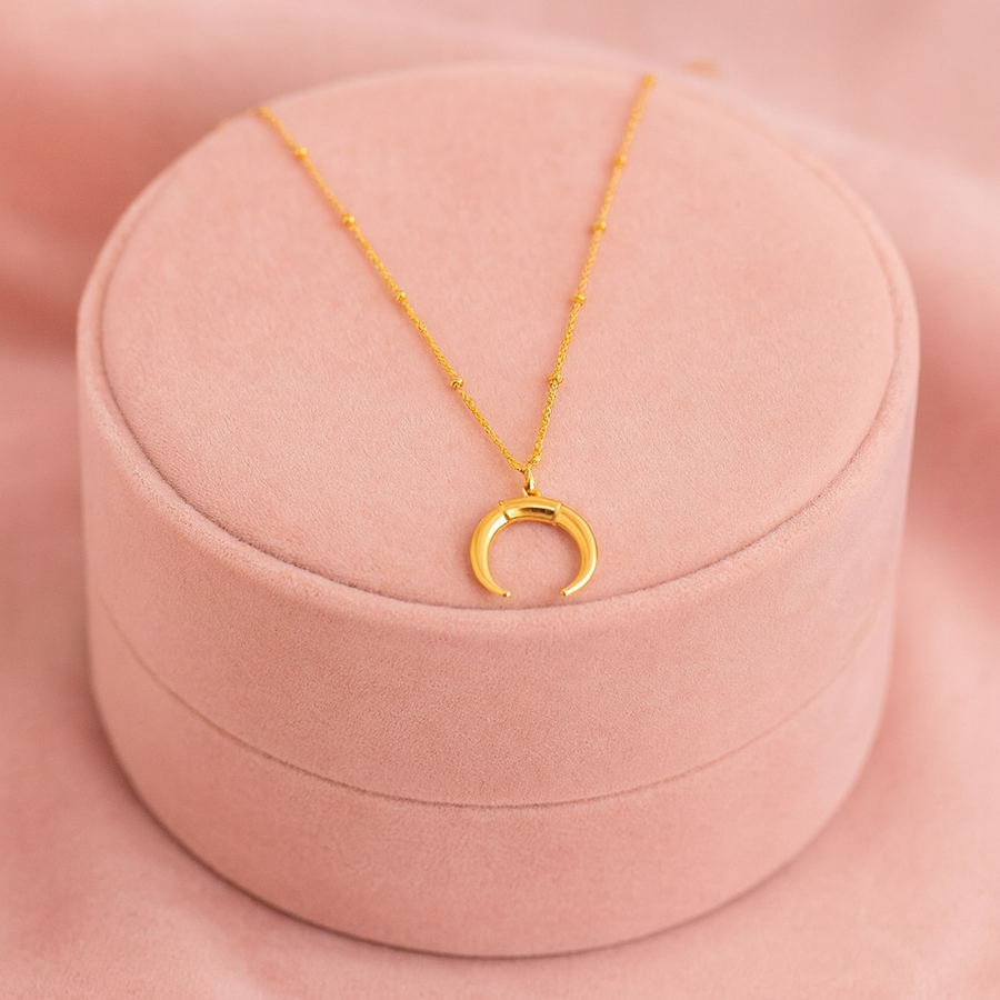 Crescent Moon Horn Pendant Necklace – 925 Sterling Silver