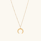 Crescent Moon Horn Necklace 925 Sterling Silver Yellow Plated
