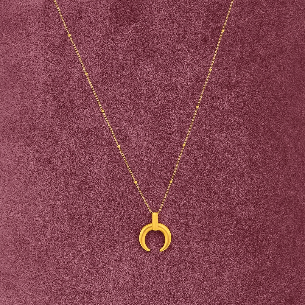 Mini Crescent Horn Necklace 925 Sterling Silver Yellow Plated
