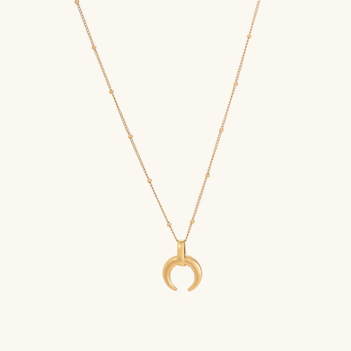 Mini Crescent Horn Necklace 925 Sterling Silver Yellow Plated