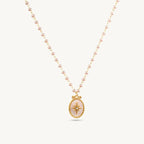 Pink Mother of Pearl Star Necklace 925 Sterling Silver Yellow Plated