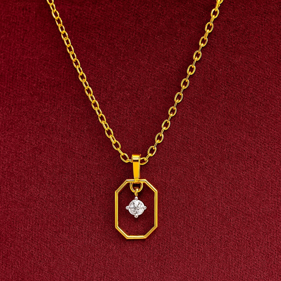 Geometric Frame Solitaire Necklace – 925 Sterling Silver