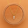 Three-Stone Vertical Drop Necklace 925 Sterling Silver Yellow Plated