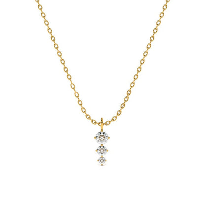 Three-Stone Vertical Drop Necklace – 925 Sterling Silver