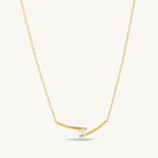 Pearl Curve Bar Necklace 925 Sterling Silver Yellow Plated