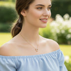 White Cz Open Heart Necklace 925 Sterling Silver Yellow Plated