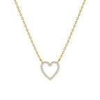 White Cz Open Heart Necklace 925 Sterling Silver Yellow Plated