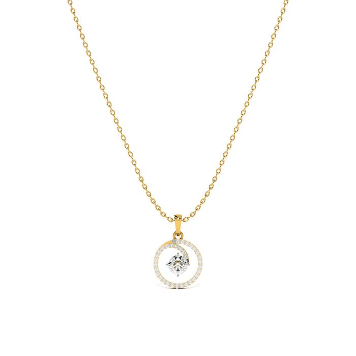 White Cz Halo Circle Necklace 925 Sterling Silver Yellow Plated