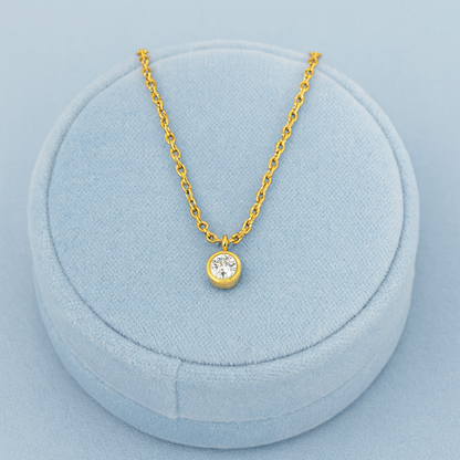 Bezel Solitaire Pendant Necklace – 925 Sterling Silver