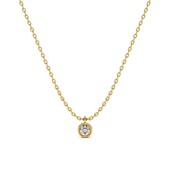 Bezel Solitaire Pendant Necklace – 925 Sterling Silver